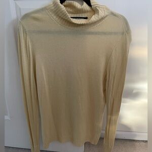 Ellen Tracy Sz L Ljght Yellow Turtleneck Sweater Cashmere